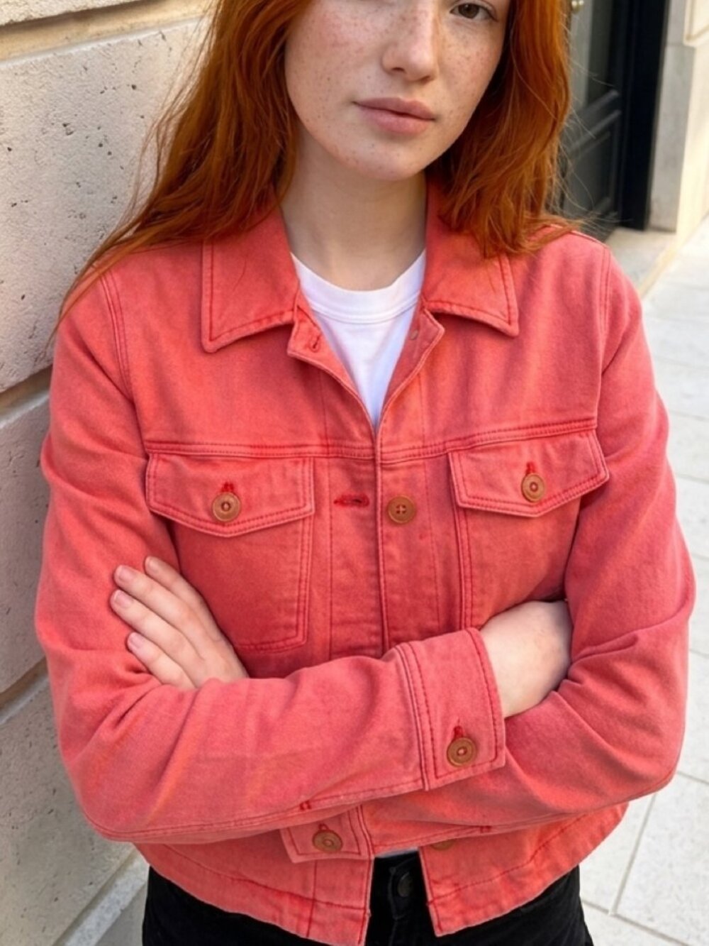 By Anthropologie Coral Cropped Utility Jacket Women’s Small